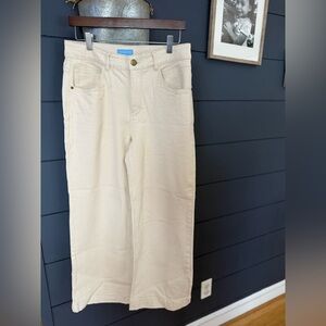 Draper James Women's Wide leg Crop Stretch Jeans in Natural size 12